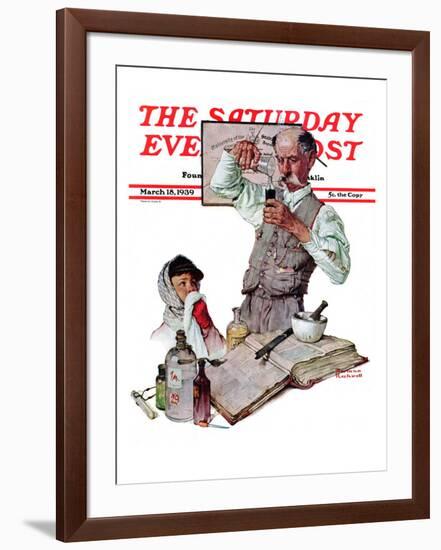 "Pharmacist" Saturday Evening Post Cover, March 18,1939-Norman Rockwell-Framed Giclee Print