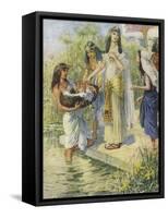 Pharoah's daughter finds baby Moses-Charles Edmund Brock-Framed Stretched Canvas