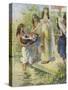 Pharoah's daughter finds baby Moses-Charles Edmund Brock-Stretched Canvas