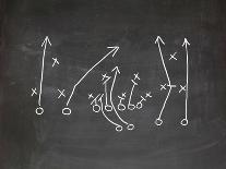 Football Play Strategy Drawn Out On A Chalk Board-Phase4Photography-Art Print