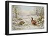 Pheasant and Partridges in a Snowy Landscape-Carl Donner-Framed Giclee Print