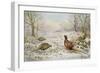 Pheasant and Partridges in a Snowy Landscape-Carl Donner-Framed Giclee Print