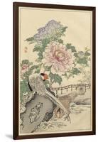 Pheasant and Peony-Bairei-Framed Art Print