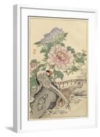 Pheasant and Peony-Bairei-Framed Art Print