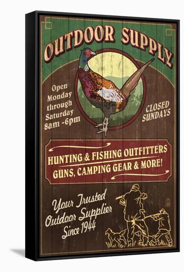 Pheasant Outfitters - Vintage Sign-Lantern Press-Framed Stretched Canvas