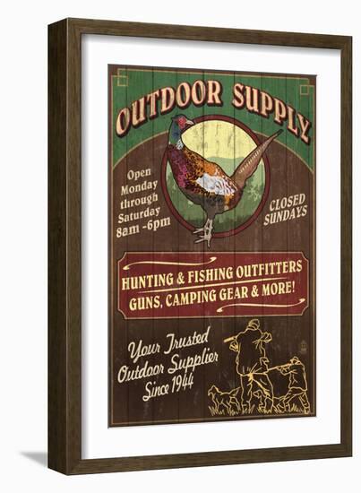 Pheasant Outfitters - Vintage Sign-Lantern Press-Framed Art Print