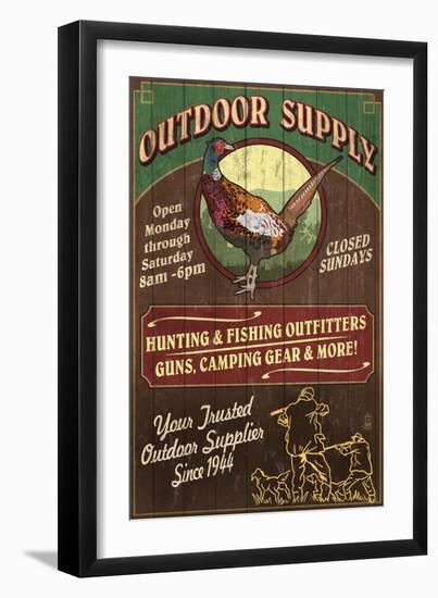 Pheasant Outfitters - Vintage Sign-Lantern Press-Framed Art Print