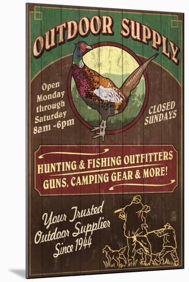 Pheasant Outfitters - Vintage Sign-Lantern Press-Mounted Art Print