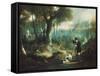 Pheasant Shooting in the Forest-S .j .e . Jones-Framed Stretched Canvas