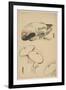 Pheasant/Three Men with Umbrellas-Shibata Zeshin-Framed Giclee Print