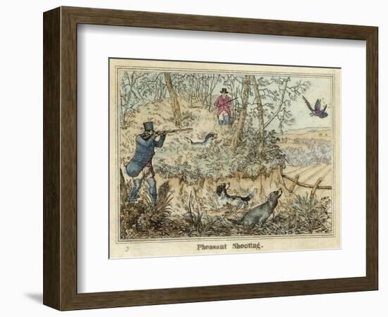 Pheasant, Two Men and Their Dogs Shoot from a Clearing-Henry Thomas Alken-Framed Art Print