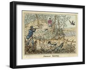 Pheasant, Two Men and Their Dogs Shoot from a Clearing-Henry Thomas Alken-Framed Art Print