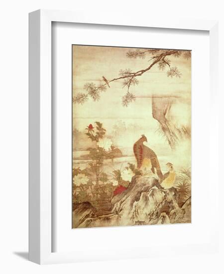 Pheasants and Peonies-Kano Motonobu-Framed Giclee Print