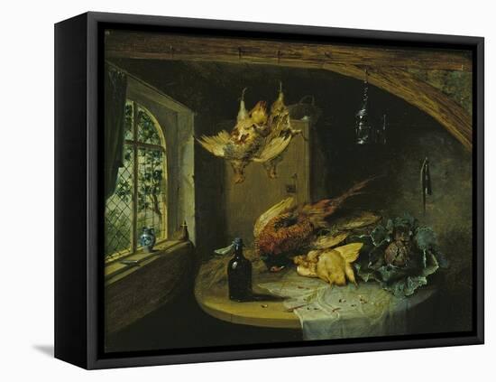 Pheasants, Cabbage and a Bottle of Wine on a Table-Benjamin Blake-Framed Stretched Canvas