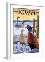 Pheasants - Iowa-Lantern Press-Framed Art Print