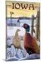 Pheasants - Iowa-Lantern Press-Mounted Art Print