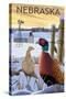 Pheasants - Nebraska-Lantern Press-Stretched Canvas