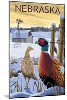 Pheasants - Nebraska-Lantern Press-Mounted Art Print