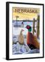 Pheasants - Nebraska-Lantern Press-Framed Art Print