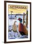 Pheasants - Nebraska-Lantern Press-Framed Art Print