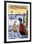 Pheasants - Nebraska-Lantern Press-Framed Art Print