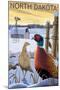 Pheasants - North Dakota-Lantern Press-Mounted Art Print