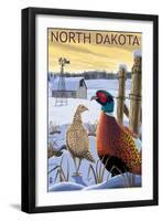 Pheasants - North Dakota-Lantern Press-Framed Art Print