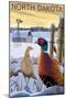 Pheasants - North Dakota-Lantern Press-Mounted Art Print