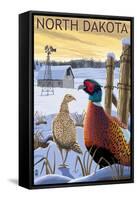 Pheasants - North Dakota-Lantern Press-Framed Stretched Canvas