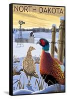 Pheasants - North Dakota-Lantern Press-Framed Stretched Canvas