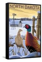 Pheasants - North Dakota-Lantern Press-Framed Stretched Canvas