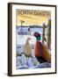 Pheasants - North Dakota-Lantern Press-Framed Art Print