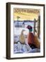 Pheasants - South Dakota-Lantern Press-Framed Art Print