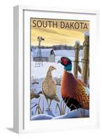 Pheasants - South Dakota-Lantern Press-Framed Art Print