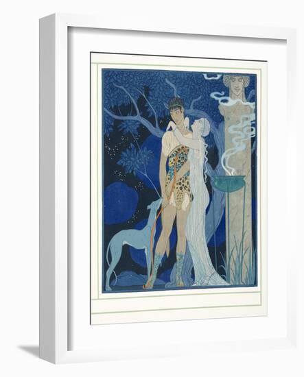 Phedre Et Hippolyte, from Personages De Comedie, Pub. 1922 (Pochoir Print)-Georges Barbier-Framed Giclee Print