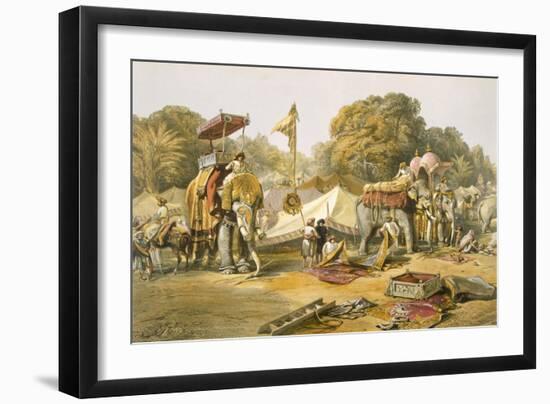 Pheel Khana, or Elephants Quarters, Holcars Camp, from 'India Ancient and Modern', 1867-William 'Crimea' Simpson-Framed Premium Giclee Print