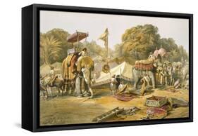 Pheel Khana, or Elephants Quarters, Holcars Camp, from 'India Ancient and Modern', 1867-William 'Crimea' Simpson-Framed Stretched Canvas