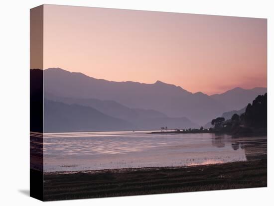 Phewa Lake at Sunset, Near Pokhara, Gandak, Nepal, Asia-Mark Chivers-Stretched Canvas