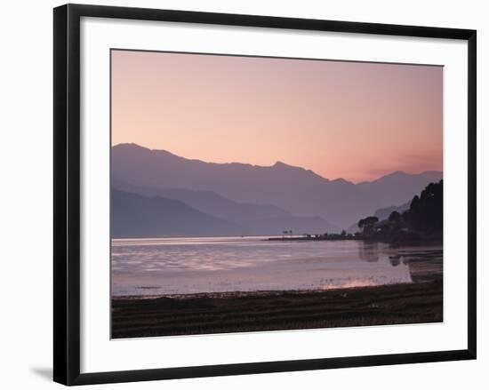 Phewa Lake at Sunset, Near Pokhara, Gandak, Nepal, Asia-Mark Chivers-Framed Photographic Print