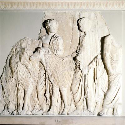Parthenon Frieze, Elgin Marbles, Sacrifice Procession with Ram, c5th century BC