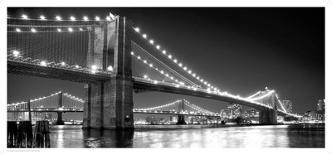 Brooklyn Bridge and Manhattan Bridge at Night-Phil Maier-Art Print