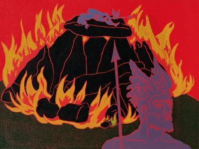 Flames Rise, Wotan Sadly Leaves His Beloved Daughter: Illustration for 'Die Walkure'