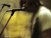 Performer on Stage at Microphone-Phil Sharp-Mounted Photographic Print