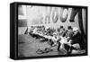 Philadelphia Americans Relax by Sitting Along the Center Field Fence at the Park-null-Framed Stretched Canvas