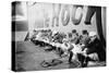 Philadelphia Americans Relax by Sitting Along the Center Field Fence at the Park-null-Stretched Canvas