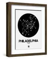 Philadelphia Black Subway Map-NaxArt-Framed Art Print