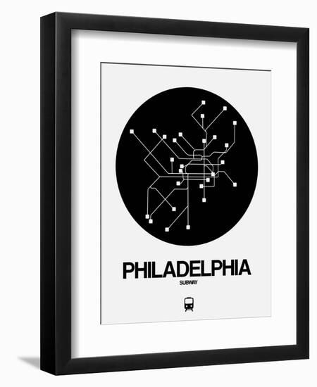 Philadelphia Black Subway Map-NaxArt-Framed Art Print