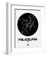 Philadelphia Black Subway Map-NaxArt-Framed Art Print