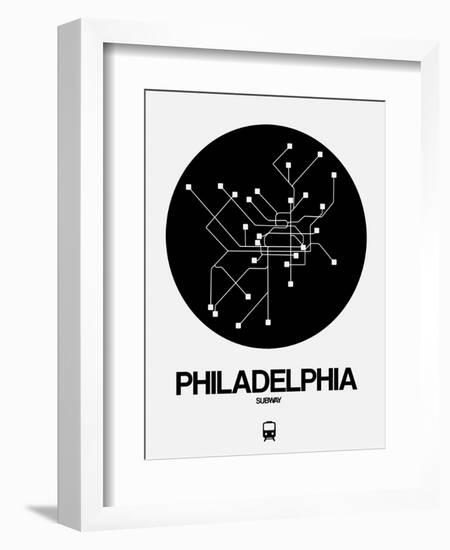 Philadelphia Black Subway Map-NaxArt-Framed Art Print