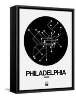 Philadelphia Black Subway Map-NaxArt-Framed Stretched Canvas